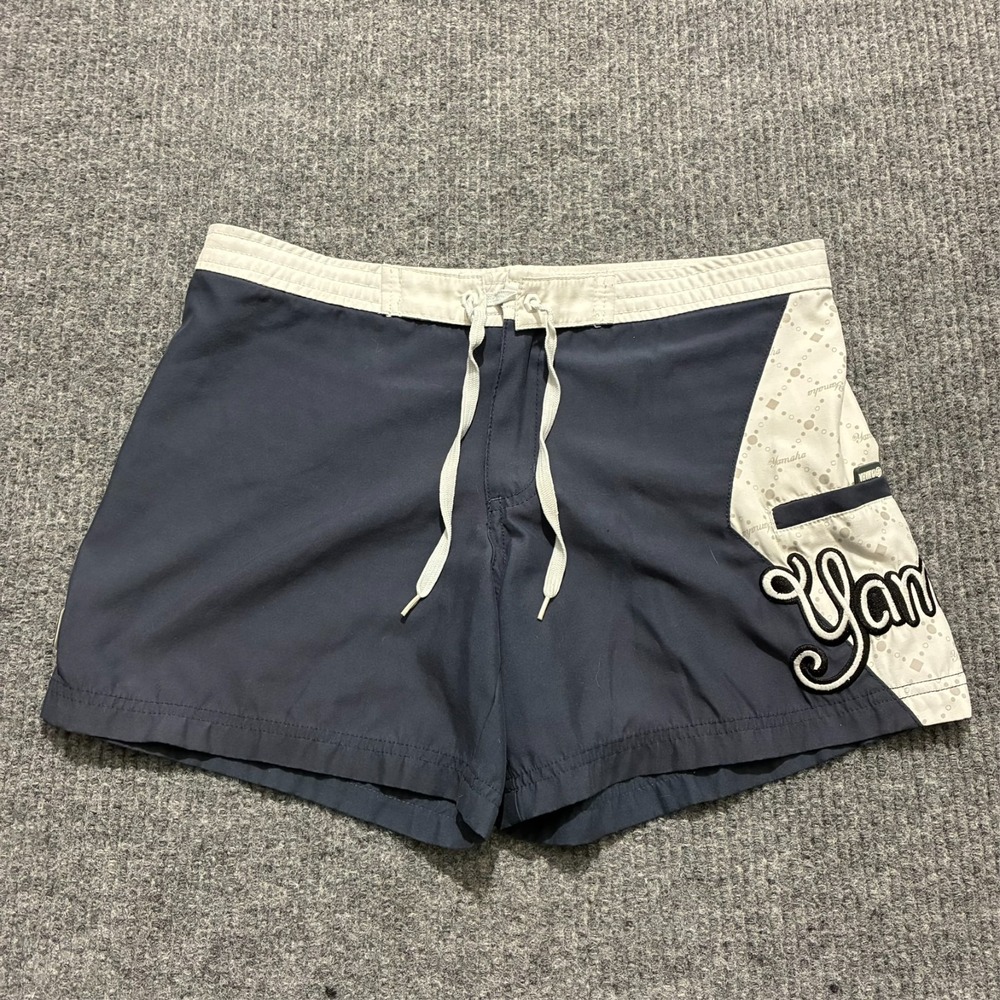 Yamaha Womens Board Shorts Small Navy Embroidered Logo Drawstring Vintage